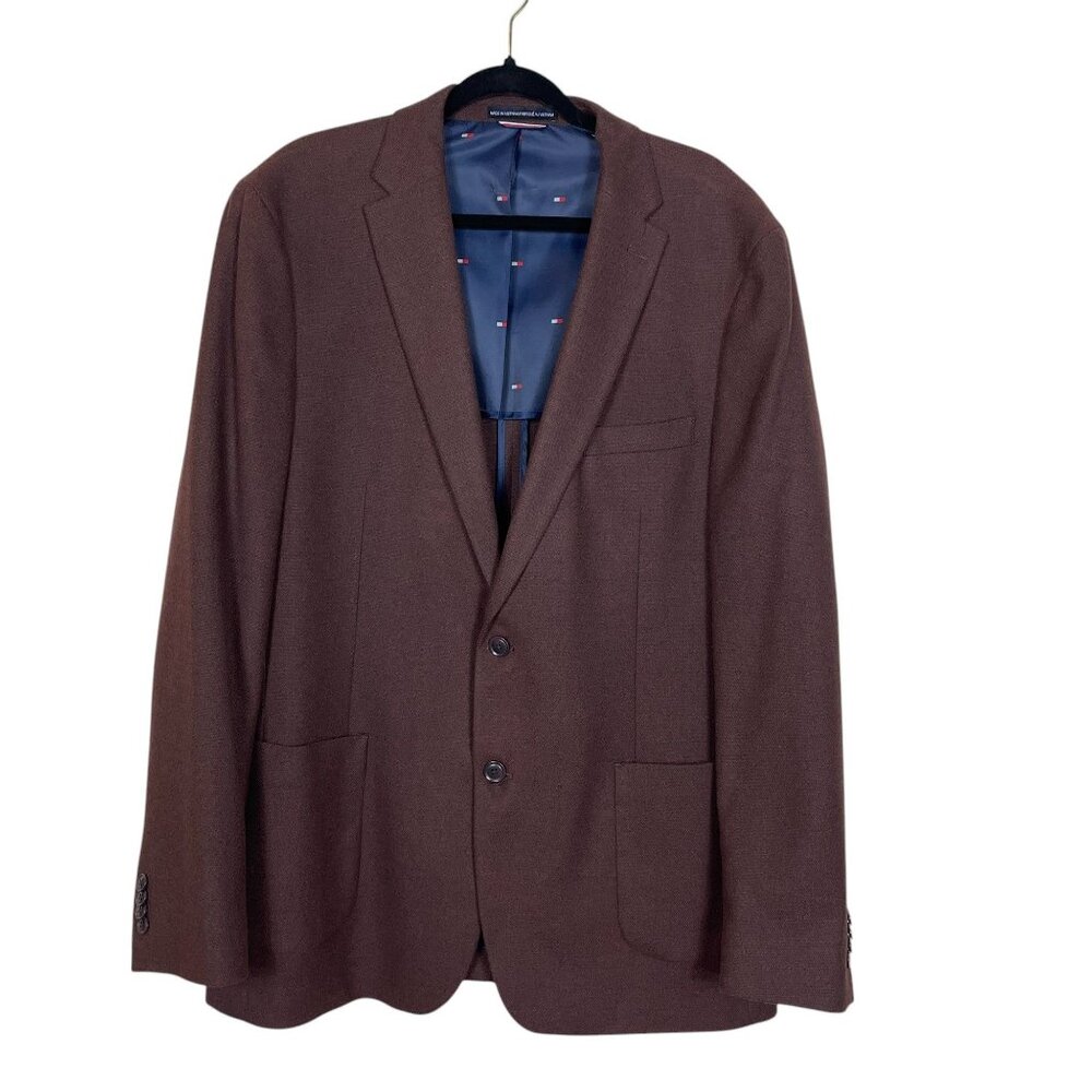 Tommy Hilfiger Men’s Sport Coat Blazer Jacket Burgundy 46L Casual
